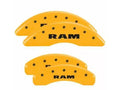 Set Of 4 Caliper Covers Engraved Front And Rear Ram Yellow Finish Black Characters 2019-2024 RAM 1500 MGP Caliper Covers