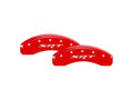 Set Of 4 Caliper Covers Engraved Front And Rear Srt Red Finish Silver Characters 2011-2011 Jeep Grand Cherokee MGP Caliper Covers