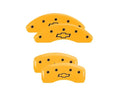 Set Of 4 Caliper Covers Engraved Front And Rear Bowtie Yellow Finish Black Characters 2000-2005 Chevrolet Impala MGP Caliper Covers