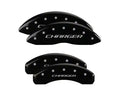 Set Of 4 Caliper Covers Engraved Front And Rear Block Charger Black Finish Silver Characters 2006-2020 Dodge Charger MGP Caliper Covers