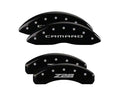 Set Of 4 Caliper Covers Engraved Front Gen 5 Camaro Engraved Rear Gen 5 Z28 Black Finish Silver Characters 2010-2015 Chevrolet Camaro MGP Caliper Covers
