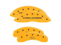 Set Of 4 Caliper Covers Engraved Front Block Challenger Engraved Rear Vintage Style RT Yellow Finish Black Characters 2006-2020 Dodge Charger MGP Caliper Covers