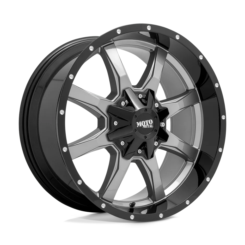 Wheel Pros Moto Metal MO970 20X9 5X5.5 G-GRY BLK LP 00MM MO97029085400