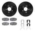 R1 14-25 Hyundai Kona Front Drilled & Slotted Black Brake Rotor Set w/Ceramic Pads and Hardware