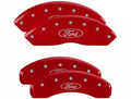 SET OF 4 CALIPER COVERS ENGRAVED FRONT/REAR FORD OVAL LOGO SILVER CHARCTRS RED