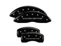 Set Of 4 Caliper Covers Engraved Front And Rear C6 Corvette Black Finish Silver Characters 2005-2005 Chevrolet Corvette MGP Caliper Covers