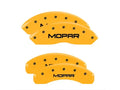 Set Of 4 Caliper Covers Engraved Front And Rear Mopar Yellow Finish Black Characters 2018-2024 Jeep Wrangler MGP Caliper Covers