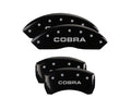 Set Of 4 Caliper Covers Engraved Front And Rear Cobra Black Finish Silver Characters 2005-2009 Ford Mustang MGP Caliper Covers