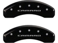 Set Of 4 Caliper Covers Engraved Front And Rear Gen 5 6 Camaro Black Finish Silver Characters 2010-2015 Chevrolet Camaro V8 18 Inch Wheel MGP Caliper Covers