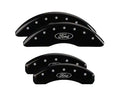 Set Of 4 Caliper Covers Engraved Front And Rear Oval Logo Ford Black Finish Silver Characters 2007-2009 Ford Expedition MGP Caliper Covers