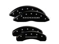 Set Of 4 Caliper Covers Engraved Front And Rear With Out Stripes Dodge Black Finish Silver Characters 2006-2020 Dodge Charger MGP Caliper Covers