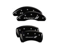 Set Of 4 Caliper Covers Engraved Front And Rear With Stripes Dart Black Finish Silver Characters 2013-2016 Dodge Dart MGP Caliper Covers