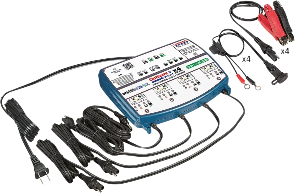 OPTIMATE 2 DUO X 4 BANK BRONZE 5 STEP AUTOMATIC BATTERY CHARGER & MAINTAINER