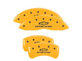 Set Of 4 Caliper Covers Engraved Front And Rear Chevy Racing Yellow Finish Black Characters 2014-2015 Chevrolet SS MGP Caliper Covers