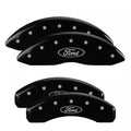 Set Of 4 Caliper Covers Engraved Front And Rear Ford Oval Logo Black Finish Silver Characters 2021-2025 Ford Expedition MGP Caliper Covers