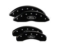 Set Of 4 Caliper Covers Engraved Front And Rear Oval Logo Ford Black Finish Silver Characters 2009-2019 Ford Flex MGP Caliper Covers
