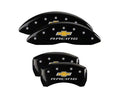 Set Of 4 Caliper Covers Engraved Front And Rear Chevy Racing Black Finish Silver Characters 2014-2015 Chevrolet SS MGP Caliper Covers