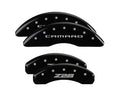 Set Of 4 Caliper Covers Engraved Front Gen 5 Camaro Engraved Rear Gen 5 Z28 Black Finish Silver Characters 2012-2015 Chevrolet Camaro MGP Caliper Covers