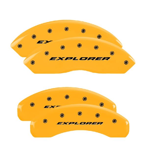 SET OF 4 CALIPER COVERS ENGRAVED FRONT/REAR 12C EXPLORER BLACK CHARCTRS YELLO