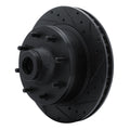 R1 78-97 Dodge B200 / B200 Van / B250 Front Right Drilled & Slotted Black Brake Rotor