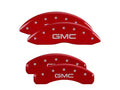 Set Of 4 Caliper Covers Engraved Front And Rear GMC Red Finish Silver Characters 2007-2014 GMC Sierra MGP Caliper Covers