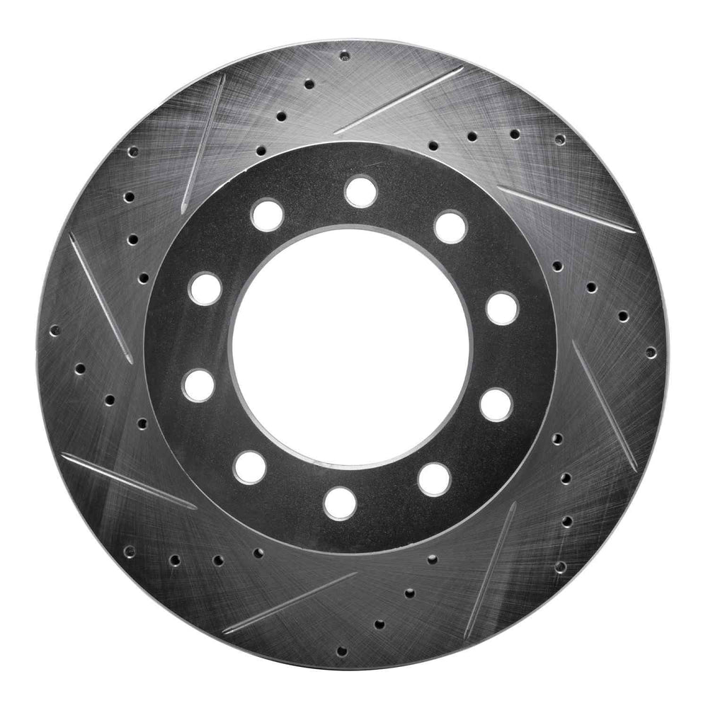 R1 05-16 Thor Ford F550 Chassis Front Left Drilled & Slotted Silver Brake Rotor