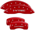 Set Of 4 Caliper Covers Engraved Front And Rear I-Vtec Red Finish Silver Characters 2019-2023 Acura RDX MGP Caliper Covers