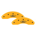 SET OF 4 CALIPER COVERS ENGRAVED FRONT/REAR FORD OVAL LOGO BLACK CHARCTRS YELL