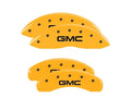 Set Of 4 Caliper Covers Engraved Front And Rear GMC Yellow Finish Black Characters 2000-2009 GMC Sierra MGP Caliper Covers