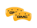 Set Of 4 Caliper Covers Engraved Front And Rear GMC Yellow Finish Black Characters 2000-2009 GMC Sierra MGP Caliper Covers