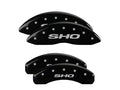 Set Of 4 Caliper Covers Engraved Front And Rear SHO Black Finish Silver Characters 2010-2012 Ford Taurus MGP Caliper Covers
