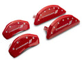 Set Of 4 Caliper Covers Engraved Front And Rear With Stripes Charger Red Finish Silver Characters 2011-2023 Dodge Challenger 18 inches