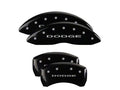Set Of 4 Caliper Covers Engraved Front And Rear With Out Stripes Dodge Black Finish Silver Characters 2011-2023 Dodge Challenger 18 inches