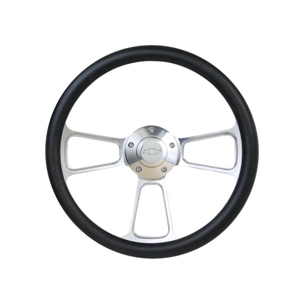 6069 CHEVY/GMC C10 BROTHERS TRUCKS CUSTOM STEERING WHEELS POLISHED/BLACK BOWT