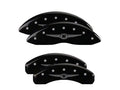 Set Of 4 Caliper Covers Engraved Front And Rear Style 1 Chrysler Wing Black Finish Silver Characters 2007-2009 Chrysler Aspen MGP Caliper Covers
