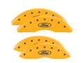 Set Of 4 Caliper Covers Engraved Front And Rear Oval Logo Ford Yellow Finish Black Characters 2013-2022 Ford F-250 MGP Caliper Covers