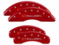SET OF 4 CALIPER COVERS ENGRAVED FRONT/REAR SALEEN SILVER CHARACTERS RED POWDE