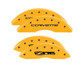 Set Of 4 Caliper Covers Engraved Front C6 Corvette Engraved Rear C6 Z06 Yellow Finish Black Characters 2006-2013 Chevrolet Corvette MGP Caliper Covers