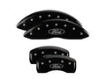 Set Of 4 Caliper Covers Engraved Front And Rear Oval Logo Ford Black Finish Silver Characters 2015-2018 Ford Edge 17 Inch Front Rotor Size 18 inches