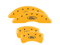 Set Of 4 Caliper Covers Engraved Front And Rear Ford Oval Logo Yellow Finish Black Characters 2024-2025 Ford Mustang MGP Caliper Covers