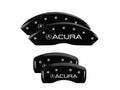 Set Of 4 Caliper Covers Engraved Front And Rear Acura Black Finish Silver Characters 2009-2014 Acura TL MGP Caliper Covers