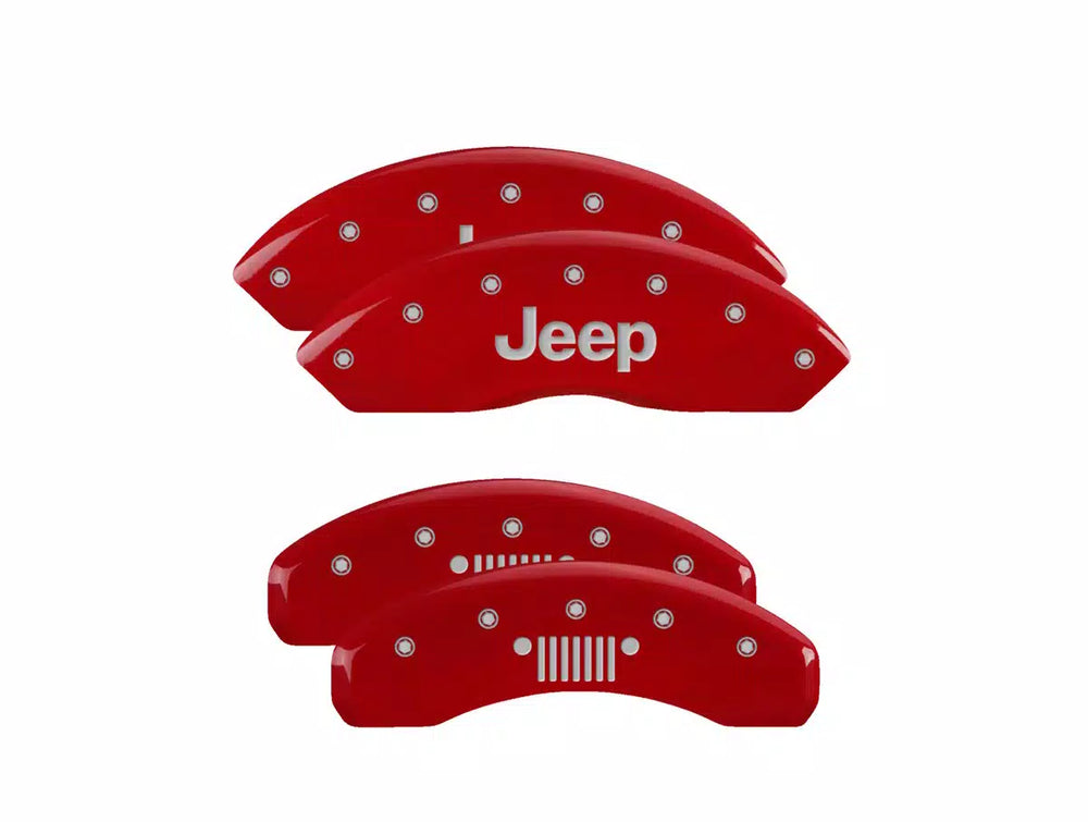 SET OF 4 CALIPER COVERS ENGRAVED FRONT JEEP/REAR JEEP GRILL SILVER CHARCTRS RE