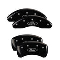 Set Of 4 Caliper Covers Engraved Front And Rear Ford Oval Logo Black Finish Silver Characters 2022-2024 Ford Maverick MGP Caliper Covers