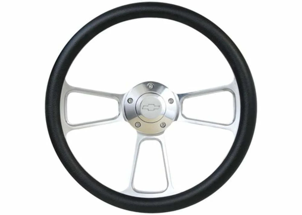 7491 CHEVY/GMC C10 BROTHERS TRUCKS CUSTOM STEERING WHEELS POLISHED/BLACK BOWT