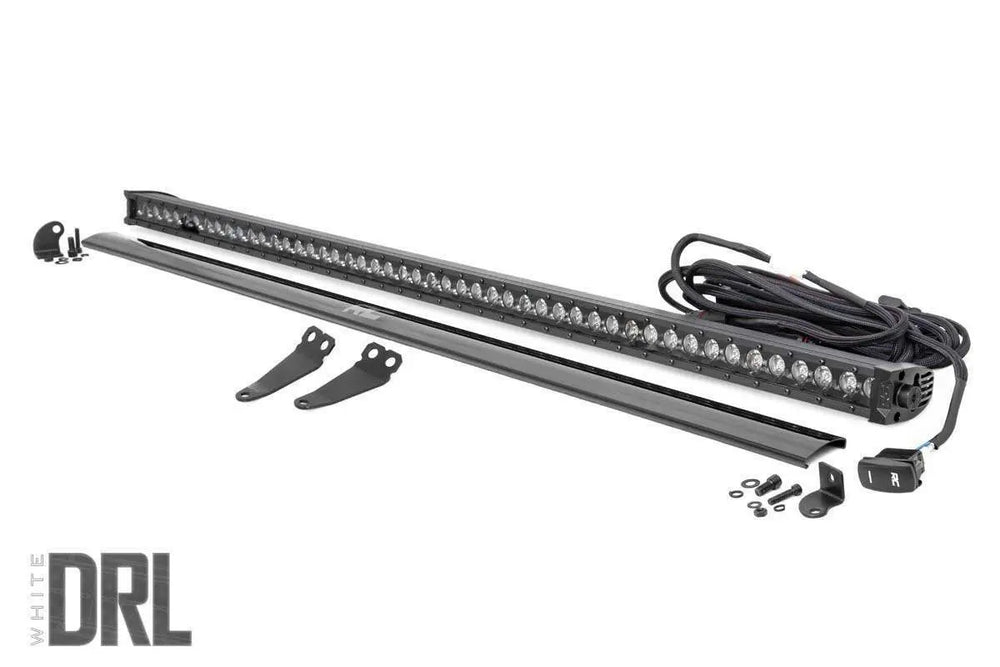 Rough Country LED Light Kit Lower Windshield 50 Black Single Row White DRL Polaris General XP 4 1000 93035