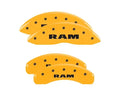 Set Of 4 Caliper Covers Engraved Front And Rear Ram Yellow Finish Black Characters 2002-2006 Dodge Ram MGP Caliper Covers