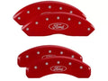 Set Of 4 Caliper Covers Engraved Front And Rear Ford Oval Logo Red Finish Silver Characters 2023-2024 Ford Ranger MGP Caliper Covers