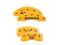 Set Of 4 Caliper Covers Engraved Front Honda Engraved Rear H Logo Yellow Finish Black Characters 2000-2009 Honda S2000 MGP Caliper Covers