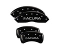 Set Of 4 Caliper Covers Engraved Front And Rear Acura Black Finish Silver Characters 2014-2017 Acura RLX MGP Caliper Covers