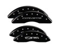 Set Of 4 Caliper Covers Engraved Front C6 Corvette Engraved Rear C6 Z06 Black Finish Silver Characters 2006-2013 Chevrolet Corvette MGP Caliper Covers